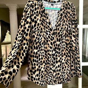 INC brand, animal print polyester/spandex long sleeve top